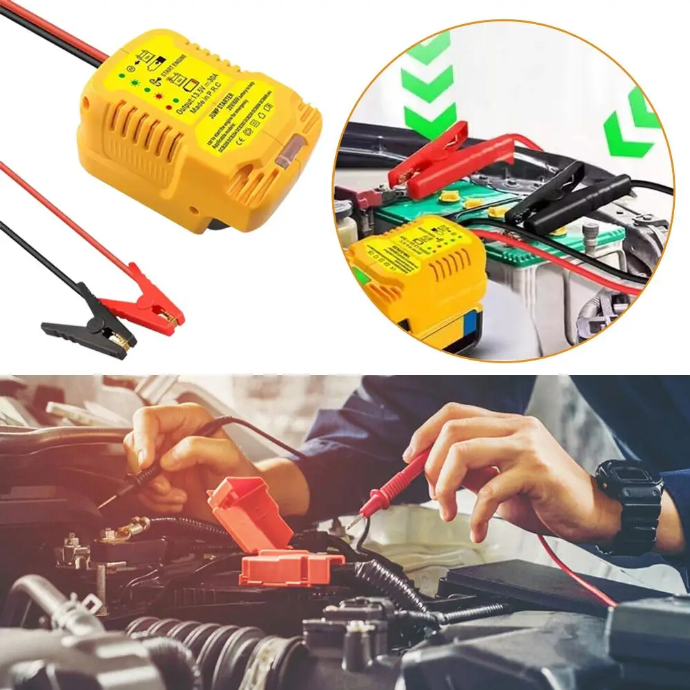 Car Jump Starters Adapter for DeWalt/Milwaukee/Makita 18V 20V Battery DCB204 DCB206 with 11AWG Jump kit Cable E6D2