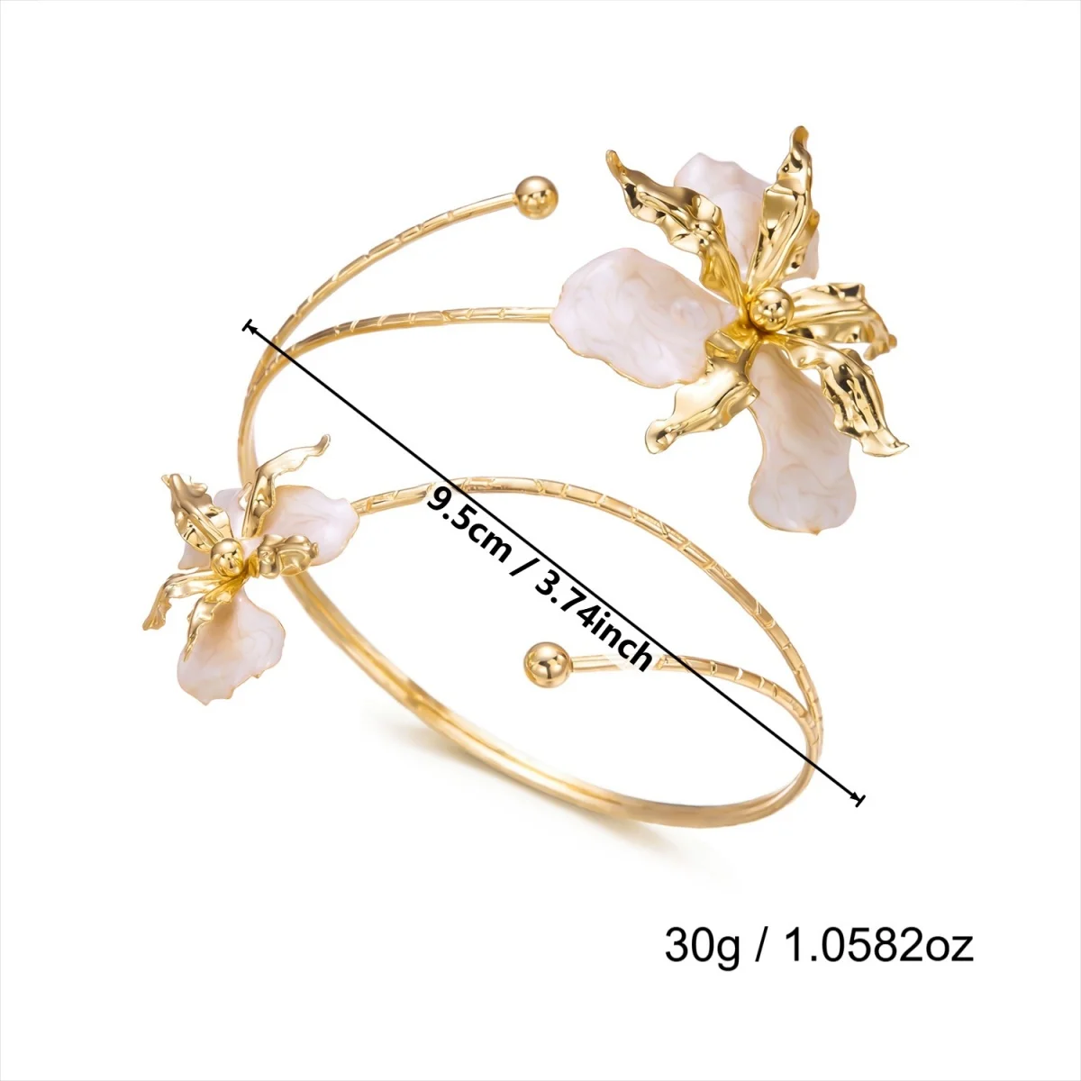Elegantes, schickes Metall-Armband mit unregelmäßigen Blütenblättern für Damen und Herren, exquisiter Blumen- und Blatt-Armreif, Sommerparty-Schmuck – Detail 33