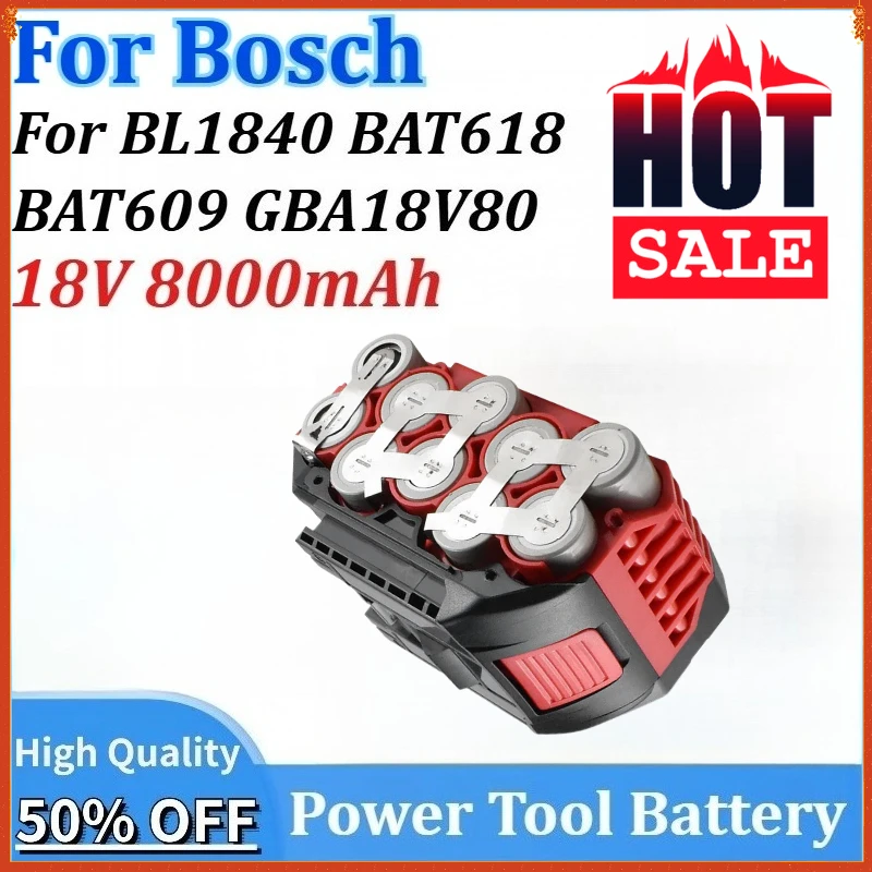 

New 18V 8000mAh 21700 Lithium Battery Replacement for Bosch for BL1840 BAT618 BAT609 GBA18V80 Power Cordless Tool Battery