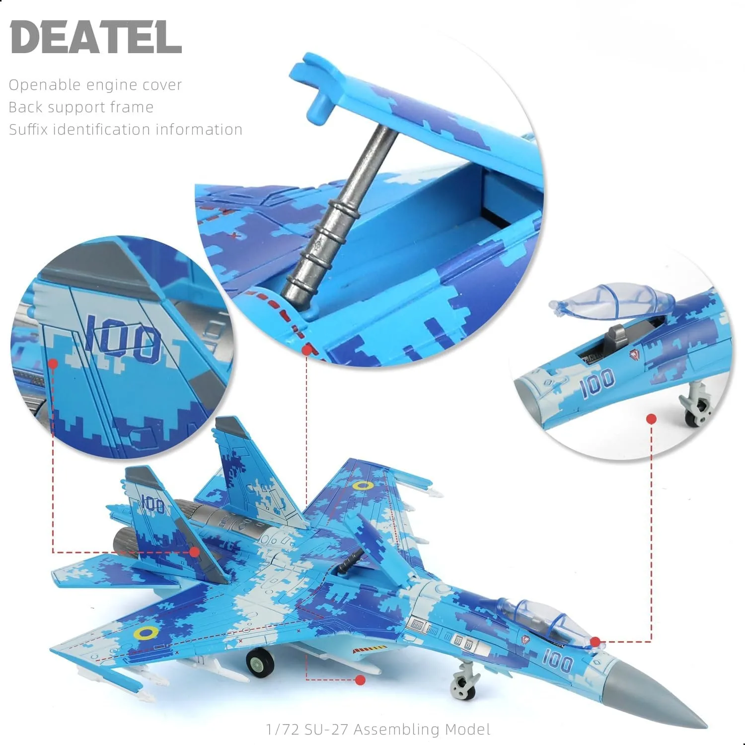 1:72 Scale SU-27 Flanker Fighter Jet Quick Assembly Model Kit Plastic SU-27 Fun Toy Airplane Assembly Model with Stand Gift