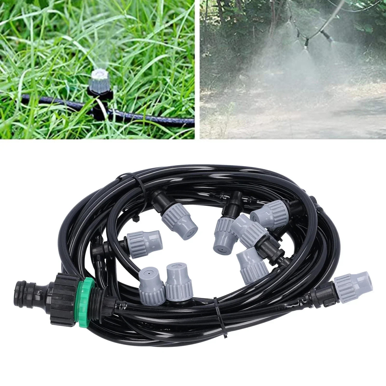 10m 10-Head Spray Nozzle System, Water-Saving & Even Irrigation, Mist Cooling Kit for Gardens, Greenhouses & Outdoor Spaces