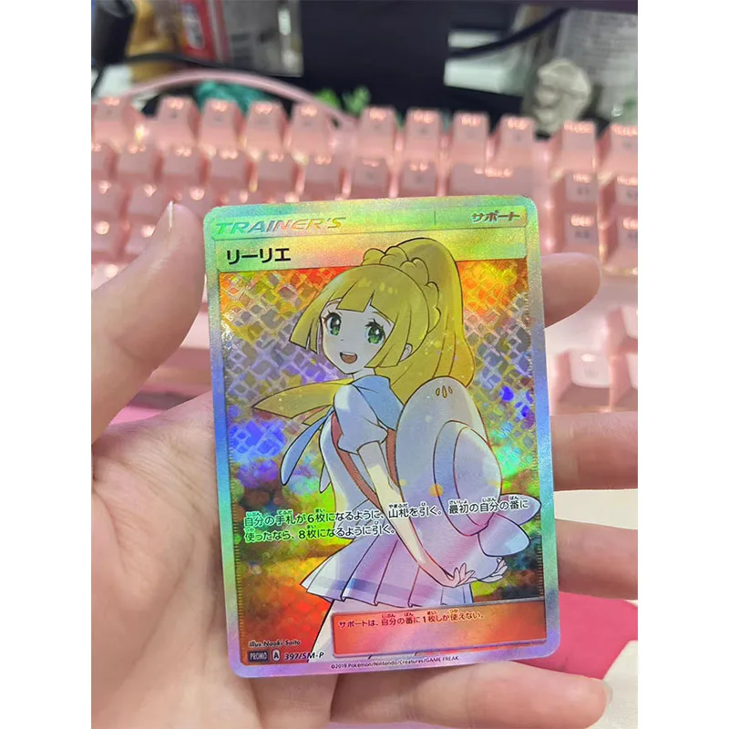 Anime Pokemon DIY ACG Tabletop Battle Game Laser Cards Lillie Misty Bea Toys for boys Collectible Card Christma Birthday Present