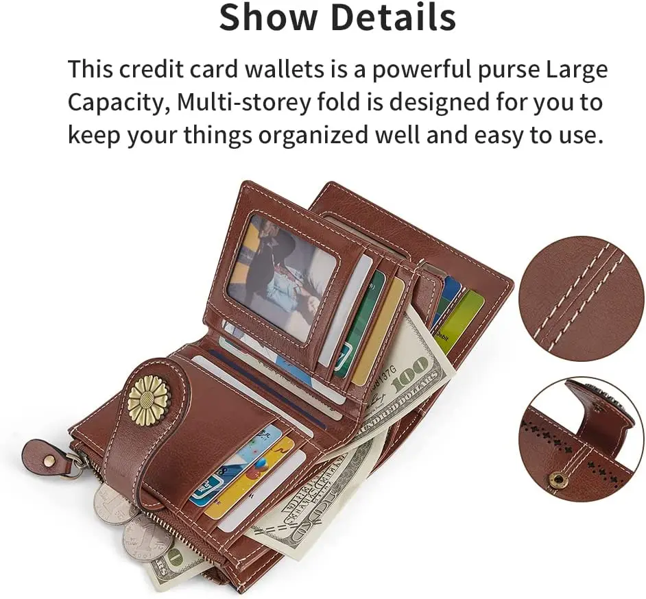 VANNANBA RFID Wallets for Women Small Bifold Wallet with Coin Purse Casual Cute Leather Wallet Credit Card Case Purse