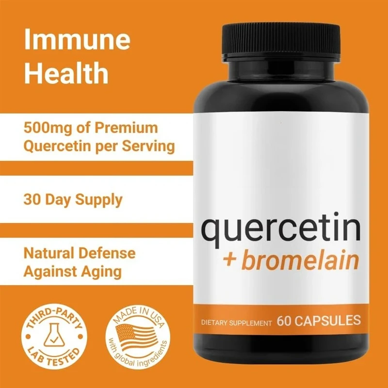 Quercetin 500mg - Quercetin contains bromelain - High quality bromelain - Immune support, 60 capsules