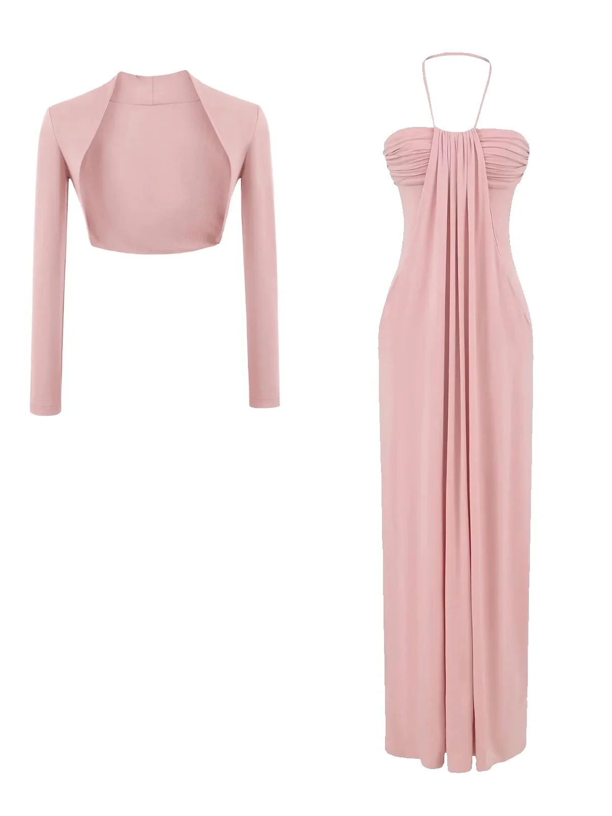 Sexy Wind-Borne Waist-Cinching Off-oulder Dr Women's Sun-Protective awl Two-Piece Set Cotton Blend Gauze Fabric