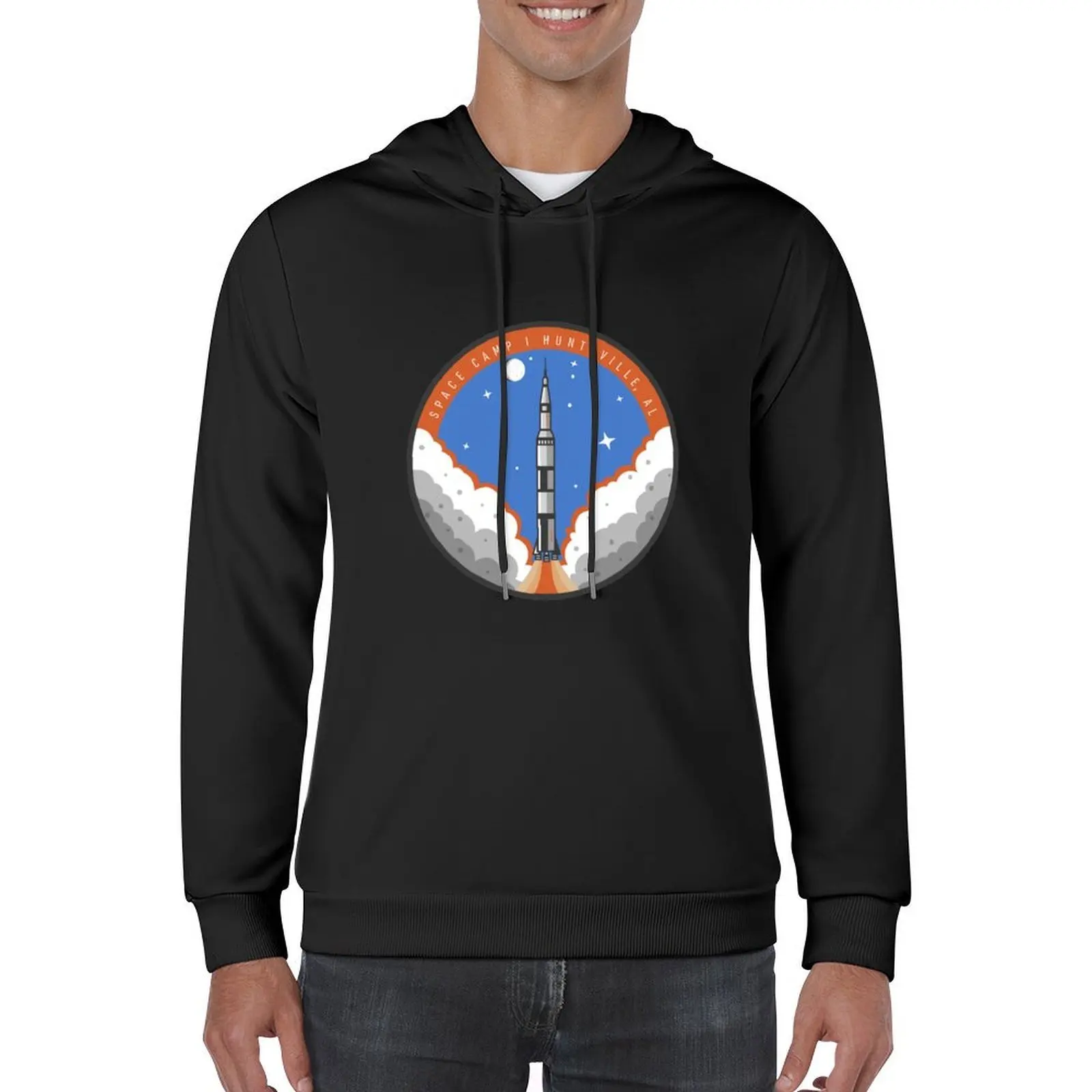 SAVE SPACE CAMP، تي شيرت للجنسين باللون الرمادي المنقط الداكن، تي شيرت SAVE SPACE CAMP، تي شيرت ممتاز للجنسين باللون الرمادي المنقط الداكن (قلنسوة خلفية)