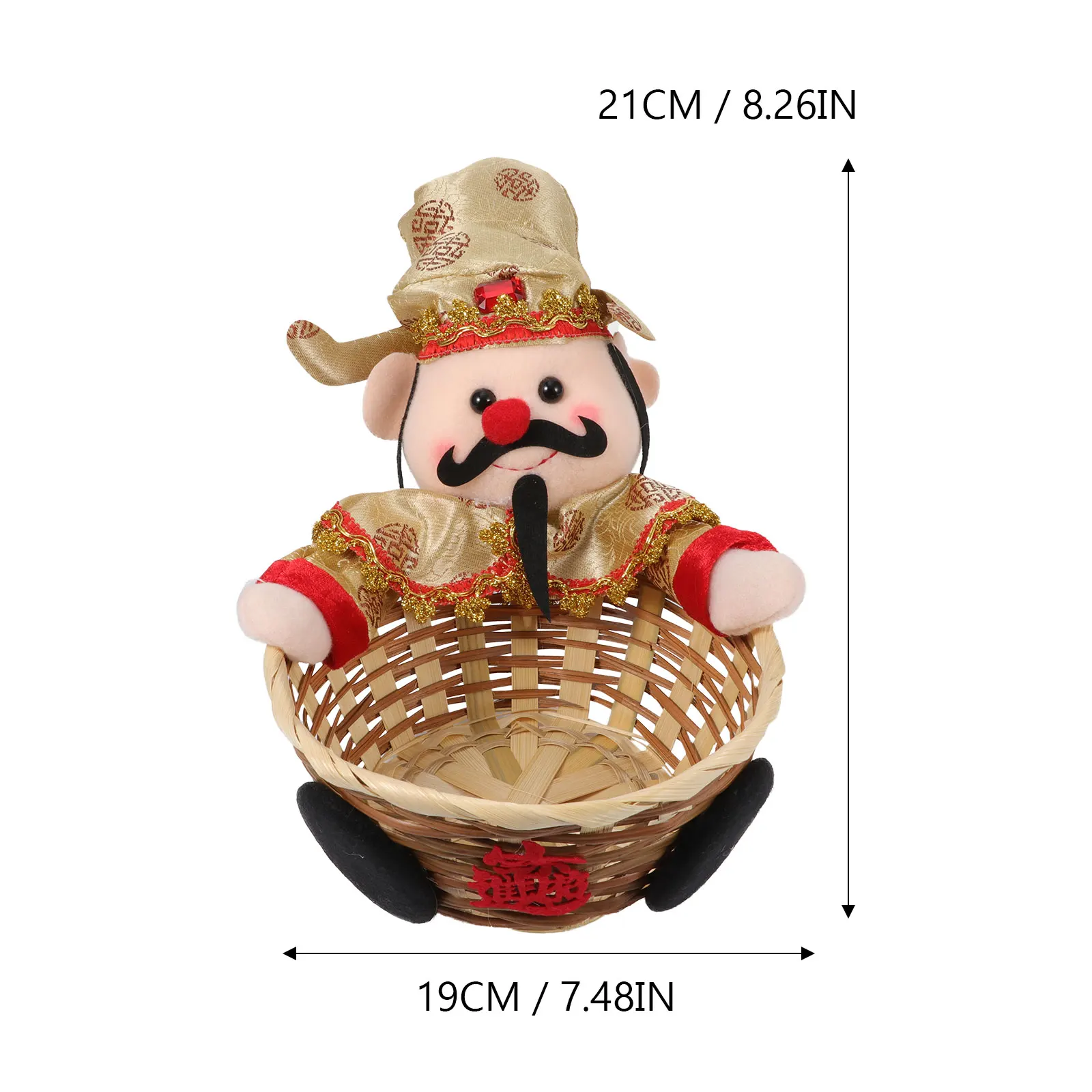

1Pcs Chinese Style Candy Basket Bamboo Woven Decorative Storage Container Snack Basket New Year Ornament Desktop Decor