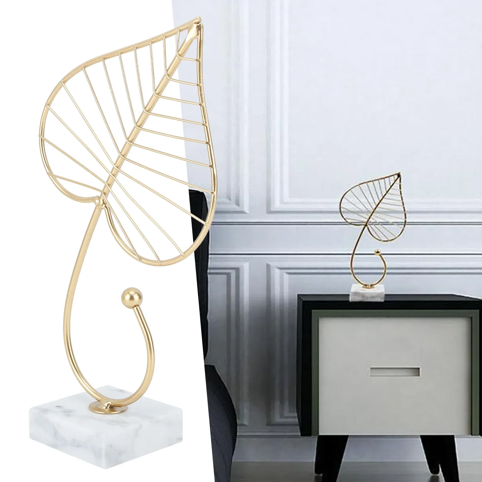 Nordic Hollowed Out Leaf Sculpture Statue Light Luxury Marble Base Easy To Clean Home Decoration For Hallway Home Decor