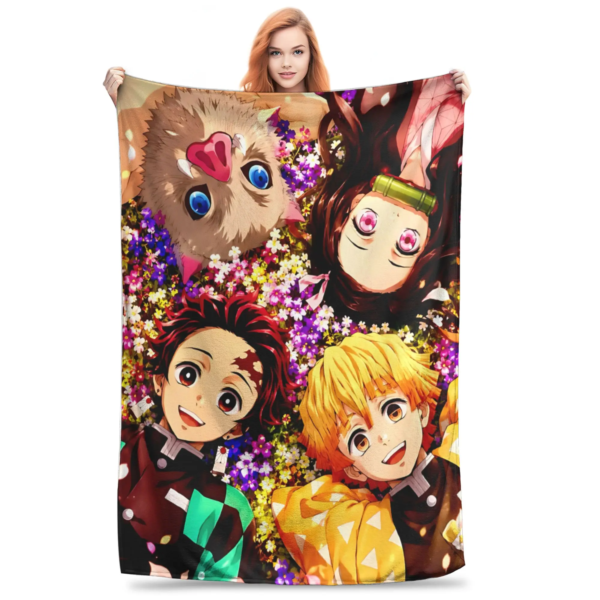 1PC Demon Slayers  Blanket Super Cosy Plush Home Living Room Sofa