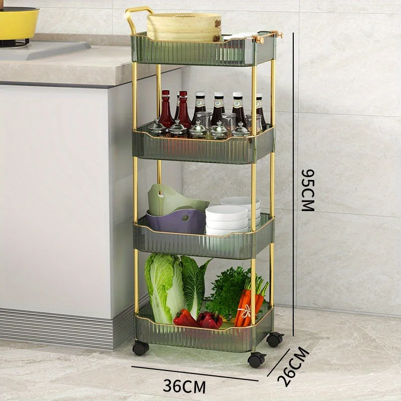 

4 storey multi-shelf Living room Kitchen Bedroom Bathroom trolley Storage shelf Active transparent gap floor shelf