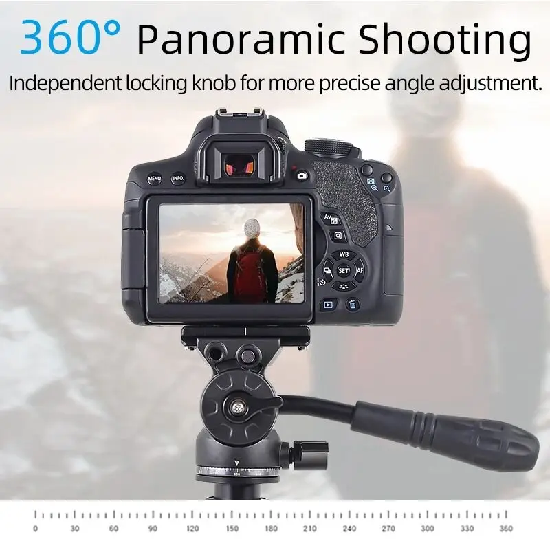 Mini tête de trépied panoramique, tête d'amortissement vidéo fluide hydraulique pour trépied monopode support d'appareil photo Mobile SLR DSLR