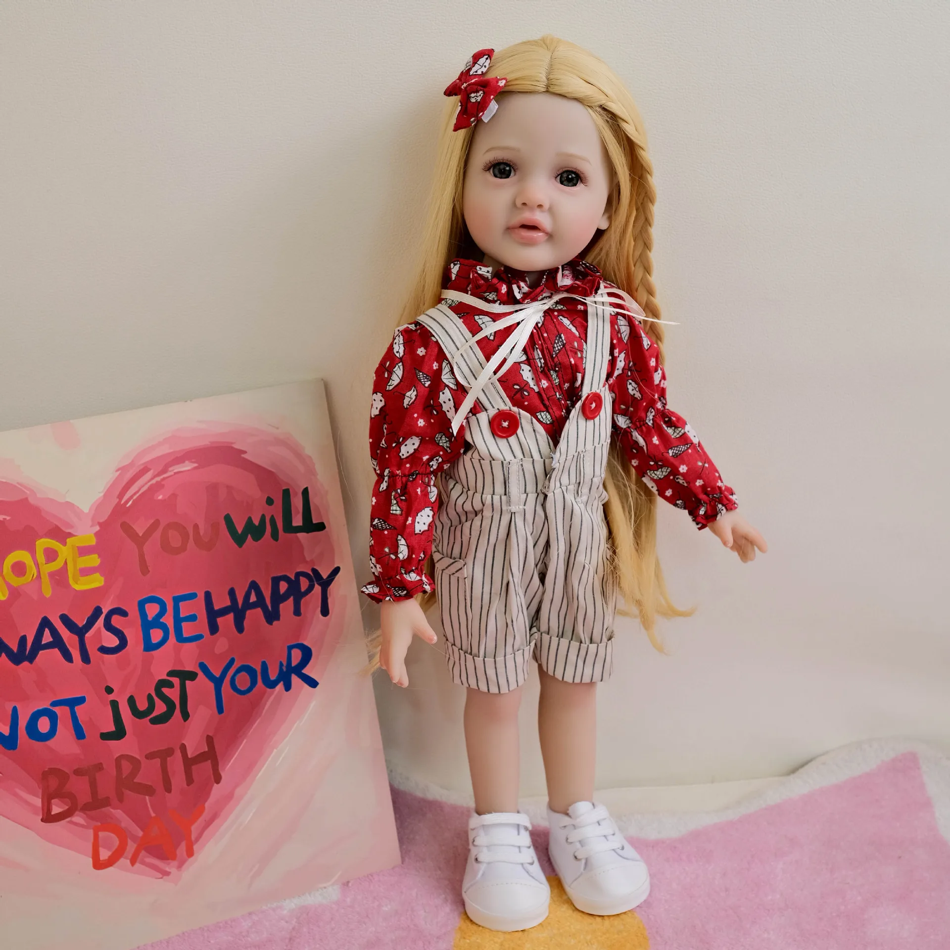 

18 inch American Doll Girl Reborn Baby Doll Full Body Silicone Waterproof Toddler Girl Doll Princess Lifelike Soft Touch Kid Toy