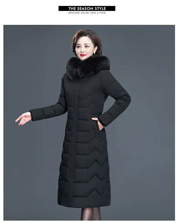 Middle Aged Mother Down Cotton Jacket 6XL Winter Oversized Thick Hooded Coat Windproof Rainproof Female Warm Long Parka Overcoat