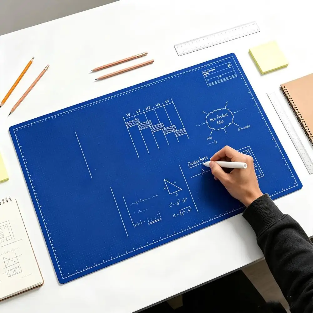 Double-Sided Double-Sided Desk Mat Portable Blue Drawing Table Mat Rounded Corners Reusable Writing Desk Pad Drawing Activities