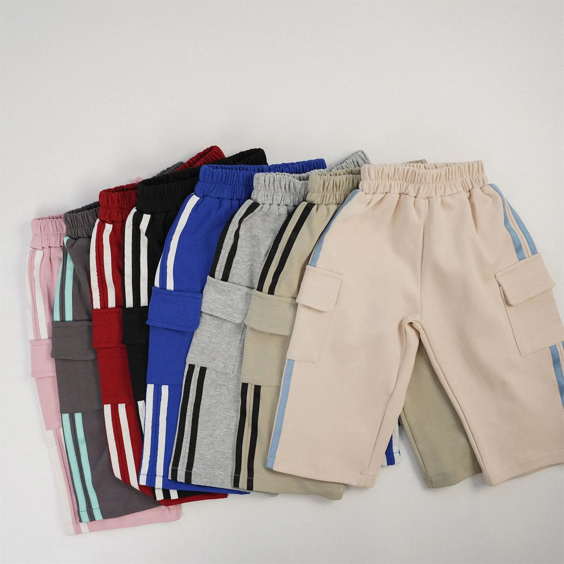 2024 Autumn New Children Casual Pants Solid Girls Cargo Pants Cotton Baby Trousers Boys Straight Wide Leg Pants Kids Clothes