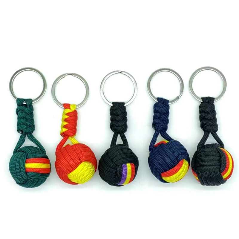 

Self-Defense Tools Wooden Ball Outdoor Umbrella Rope Weaving Key Ball Seven-Core Umbrella Rope Key Chain Weaving