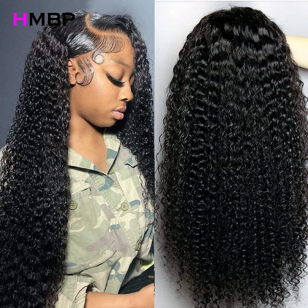 350 Density Kinky Curly 360 Full Lace Wig Human Hair 13x6 HD Lace Frontal Wigs For Women Preplucked Transparent Lace Front Wig