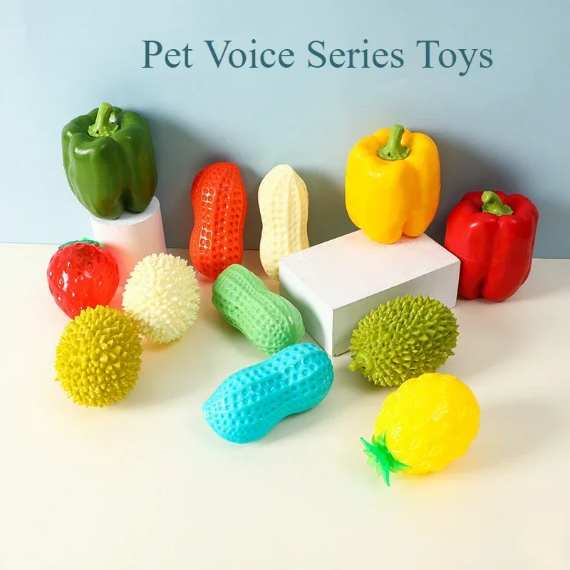 

Dog Toy Pineapple Strawberry Chili Peanut Fruit Vegetable Series TPR Teeth Grinding Resistant Interactive Pet Toy