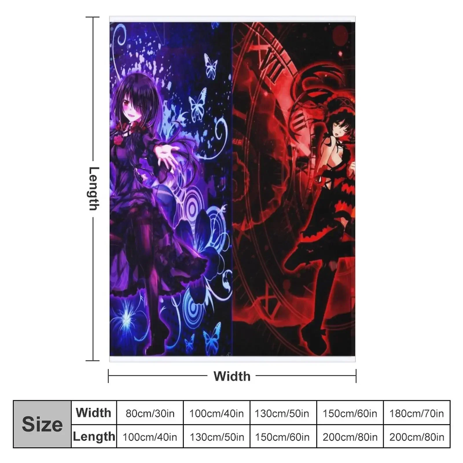 Kurumi Tokisaki - Yandere Throw Blanket Camping Polar Blankets