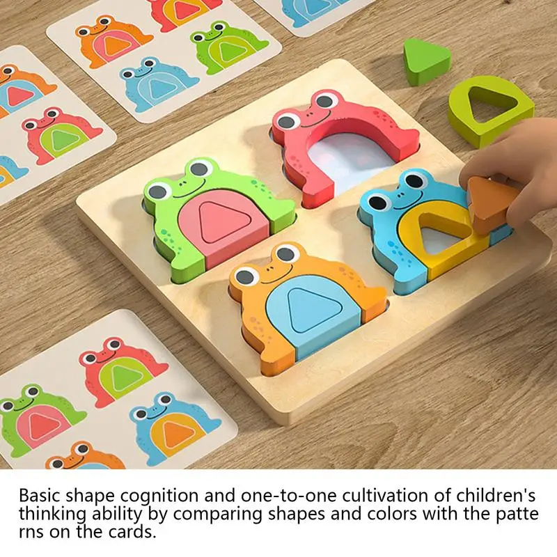 Animal Jigsaw Puzzle Educational Jigsaw Puzzles With 20 Double-Sided Cards Color Recognition Shape Matching Toys Frog Puzzles