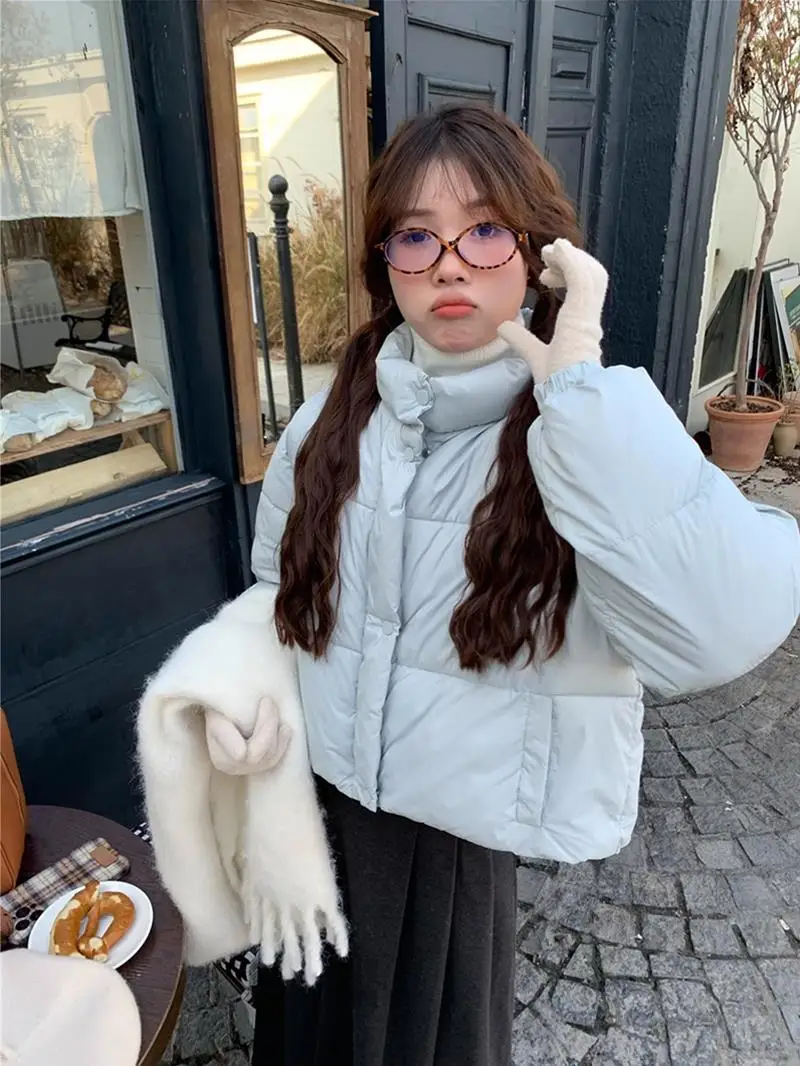 

Cute Warm Bread Sle Cotton Stand Collar Super Thi Winter Outerwear ort Coat Adorable Commute Long Polyest