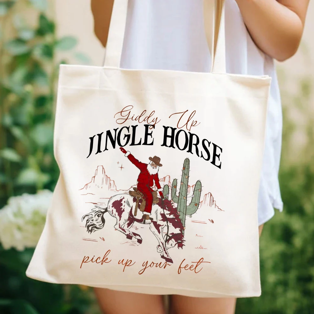 Cowboy Christmas Women Handbag Giddy Up Jingle Horse Pick Up Your Feet Women's Bags Howdy Country Christmas Horse Women Handbags