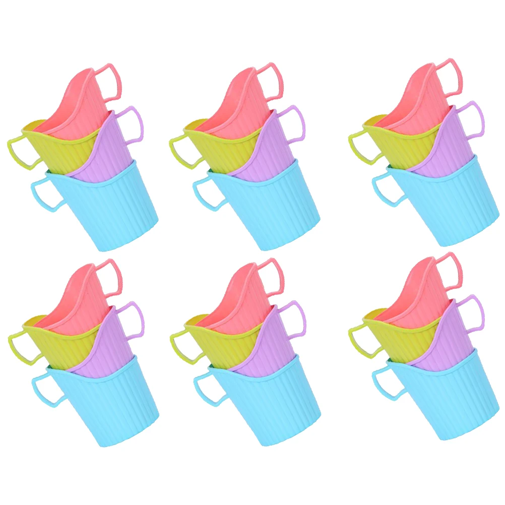

24 Pcs Insulated Cup Holder Plastic Tray Paper Stand Hand Protector Anti-scald Kitchen Barware Disposable