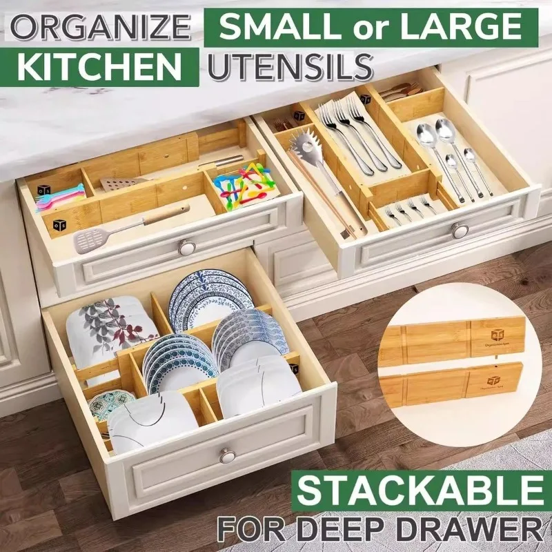 

Bedroom Wardrobe Organizer Dividers Room Drawers Separators Kitchen Tableware Storage Divider Adjustable Bamboo Drawer Separator