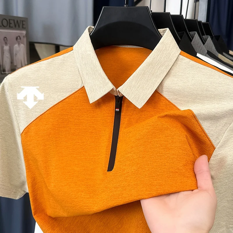 designer original printing summer men's short sleeve polo shirt lapel luxury zipper t-shirt fashion leisure ventilate men's wear image 4