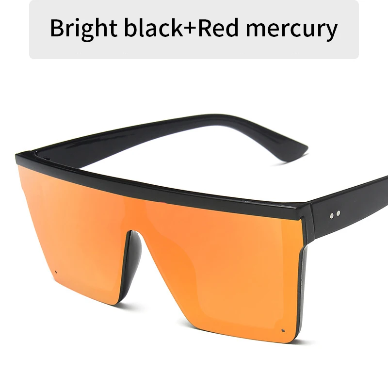 2023 Vintage Male Flat Top Sunglasses Men Brand Black Square Shades UV400 Gradient Sun Glasses For Women Cool One Piece Designer