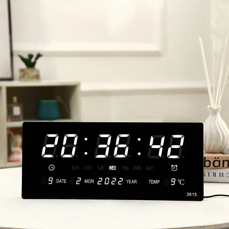 LED alarm clock modern simple cross-border digital electronic wall clock thermometer factory direct sales