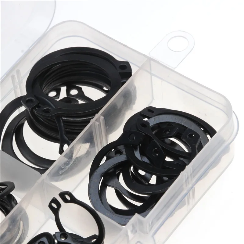 160pcs M6-M25 Carbon Steel Black Shaft C Type External Circlip Washer Bearing Retaining Clip Snap Rings Set