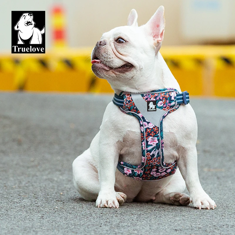 Truelove Floral Dog Harness Soft Padded Cotton Pets Vest Dog Harness Adjustable Snappy Easy Fit Travel TLH5952