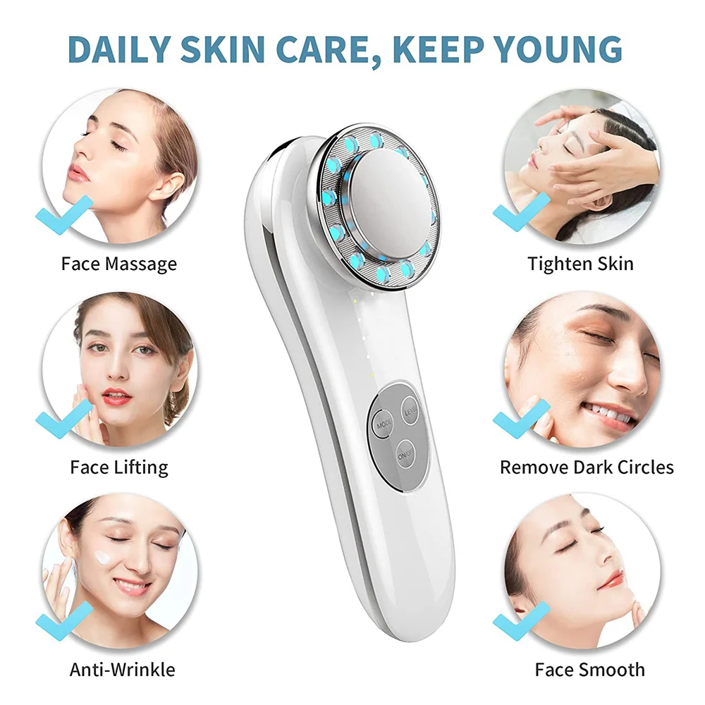 Portable Galvanic Facial Machine 7 In 1 High Frequency Face Massager Microcurrent Skin Firming Machine Skin Improve Roller Tools