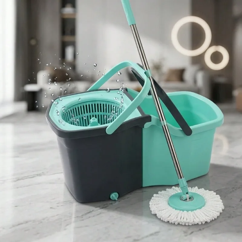 Detachable Spin Mop System Efficient Hands Free Wring Floor Mop For Wood Tile Laminate Hard Floors Household Cleaning Tool