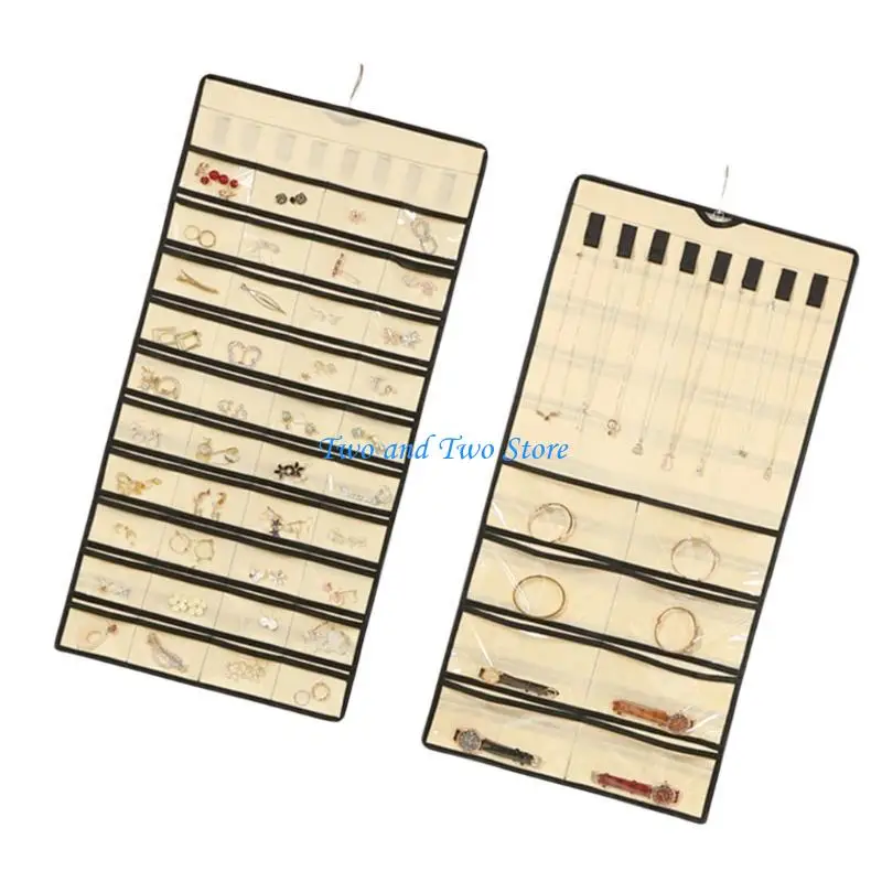 

HX6F Jewelry Hanging Storage Double Sided with Pockets for Home Organization