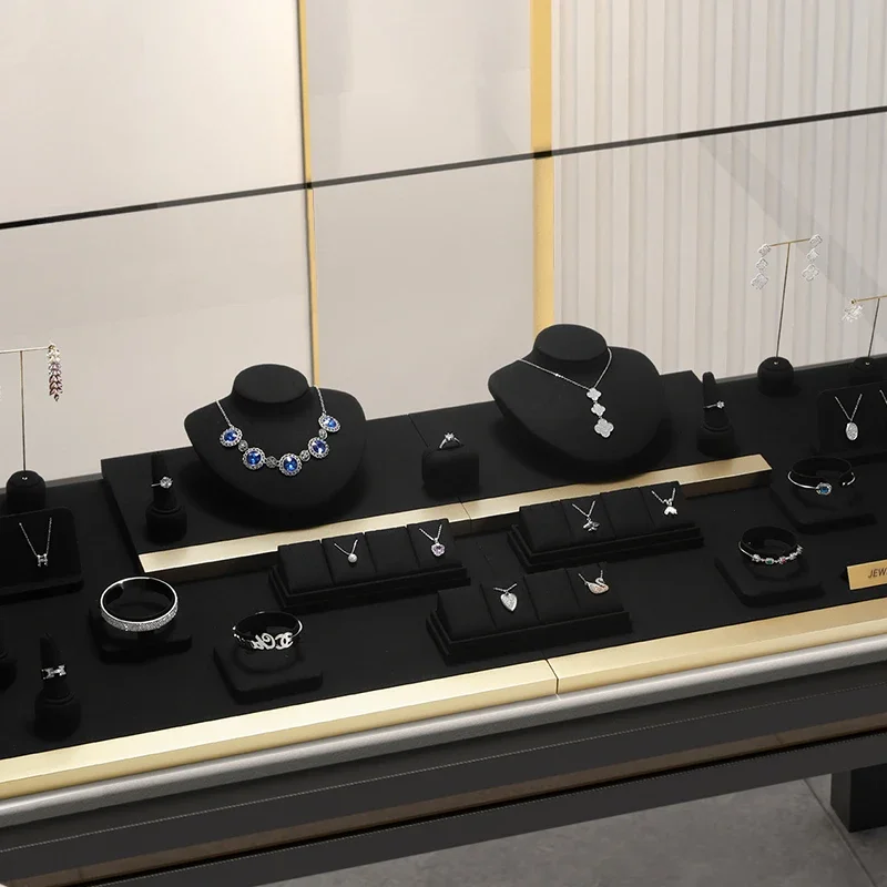 

High end jewelry display props counter showcase jewelry display rack ring necklace earring display set