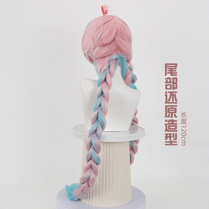 Synthetic Cosplay Wig Braided Double Ponytails Corn Silk Style Amber Inspired Long Hairpiece Party Costume