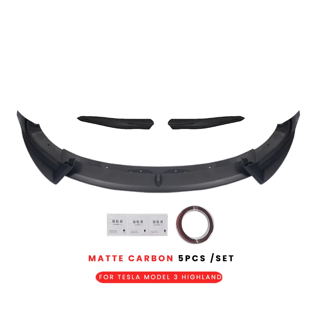 Auto Voorste Lip Voor Tesla Model 3 Highland 2024 + Voorbumper Lip Boren Gratis Sport Spoiler Blade Model 3 + Auto Accessoires
