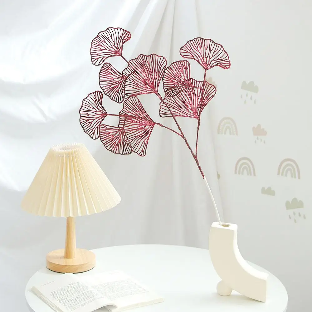 1Pcs 3-pronged Fake Ginkgo Leaf Artificial Simulation Fan Leaf Wedding Fake Flowers Home Decoration Party Supplies