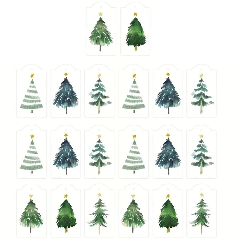  20 Pcs/Set Christmas Tree Ornament Tagged Christmas Labels for Gifts Packaging