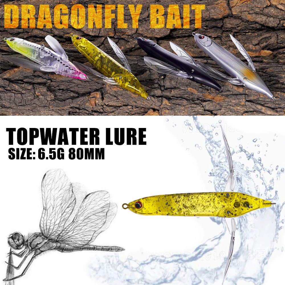 2023 New Dragonfly Topwater Crawler Bait 80mm 6.5g Isca Artificial Floating Whopper Popper Pencil Stickbait Lure For Bass Fish