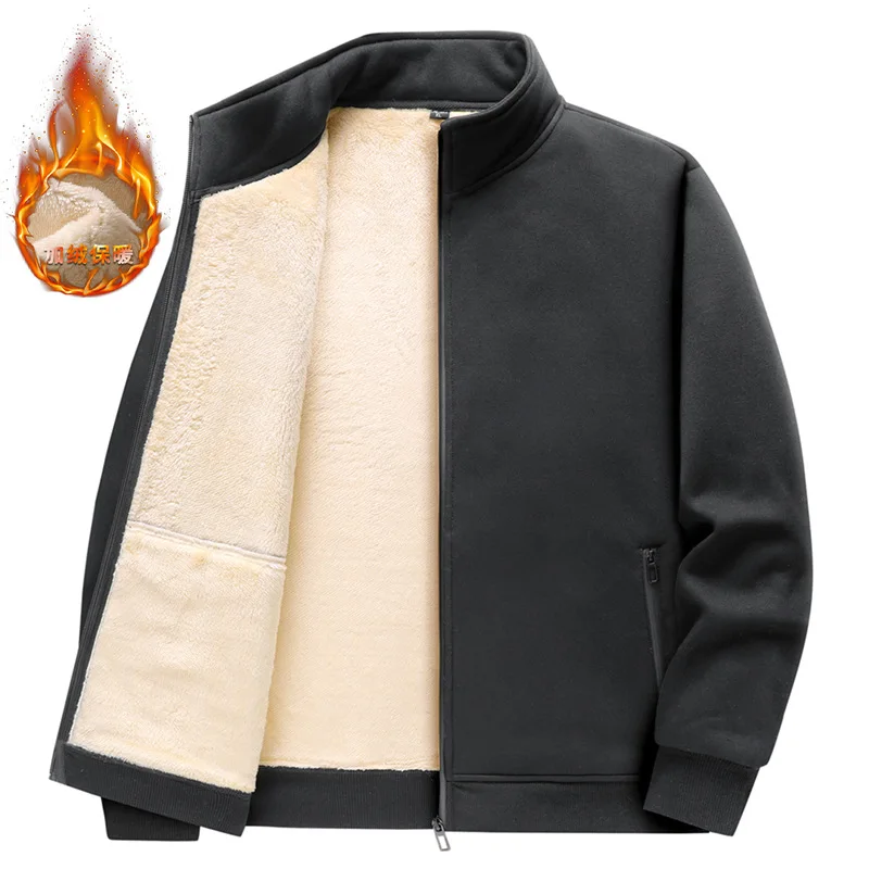 

Lamb Fleece Jacket Men's Autumn and Winter Sports Cardigan Sweater Stand-up Collar Fleece Jacket Fleece Thickened on Clothes