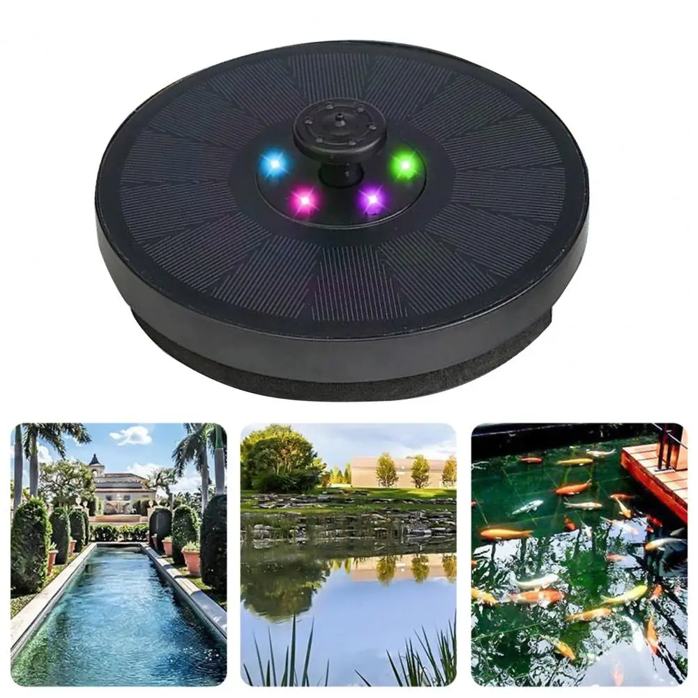 Solar Floating Fountain Colorful Light Solar-powered Fountain with Intelligent Auto Charging Waterproof Design Easy for Mini