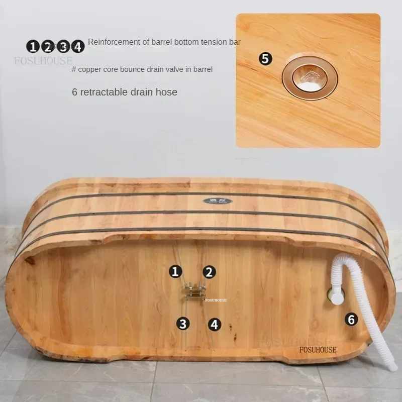 

Modern Solid Wood Bathtubs Thickened Oversized Bathtub Home Adult Bath Barrel Swimming Pool Spa Bathtub Whole Body Bath Barrel M