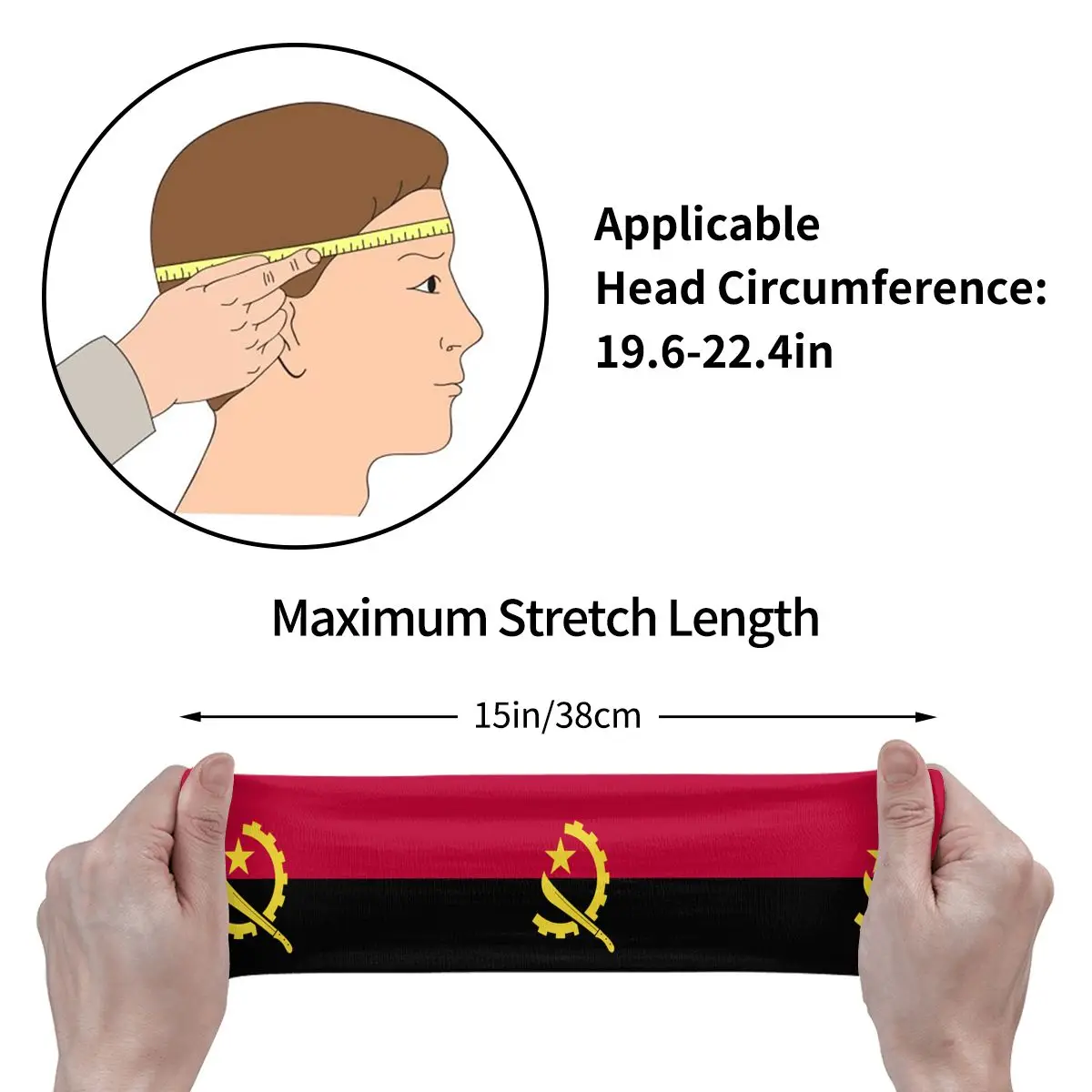 Angola Flag Athletic Headband Elastic Sweatbands Women Men Basketball Sports Gym Fitness Sweat Band Volleyball Tennis