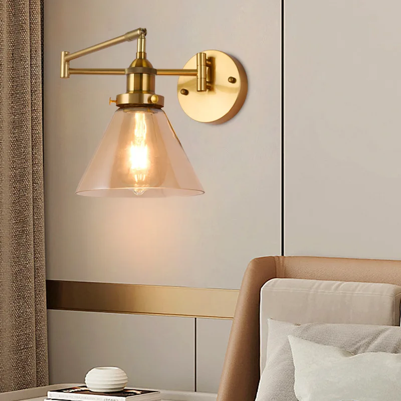 

Nordic Bedroom Swing Arm Wall Lamps Chinese Living Room Creative Telescopic Long Pole Long Arm Folding Bedside Wall Reading Lamp