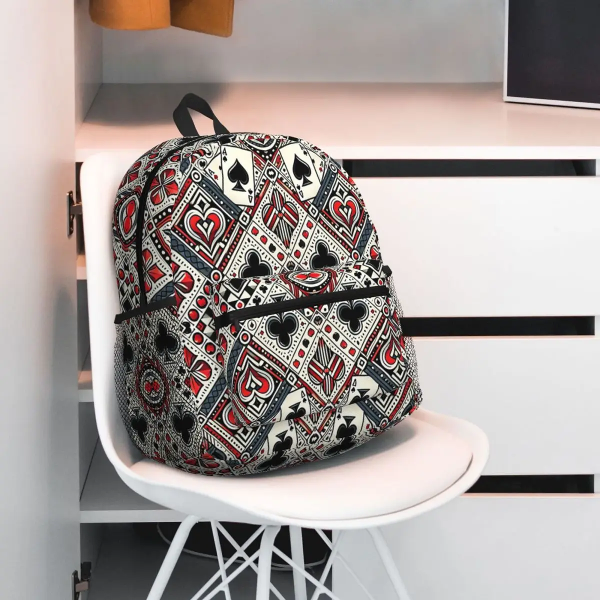 Playing Card Poker Design Student Backpack School Bag Hiking Travel Daypack for Boys Girls Bookbag Shoulder Bags