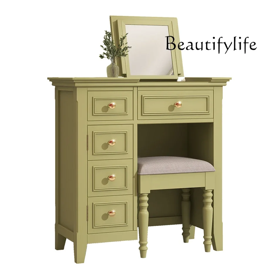 Simple dresser pastoral fresh green makeup table storage bedroom table mirror integrated cabinet