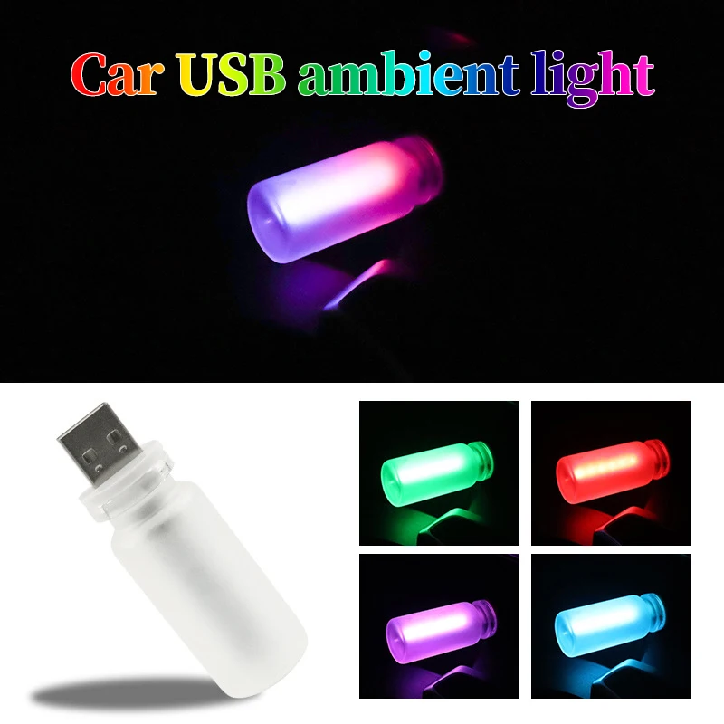 Car USB Night Light Touch Dimmable LED Filament Lamp Portable Lighting Plug and Play Decorative Atmosphere Light for Car Bedroom